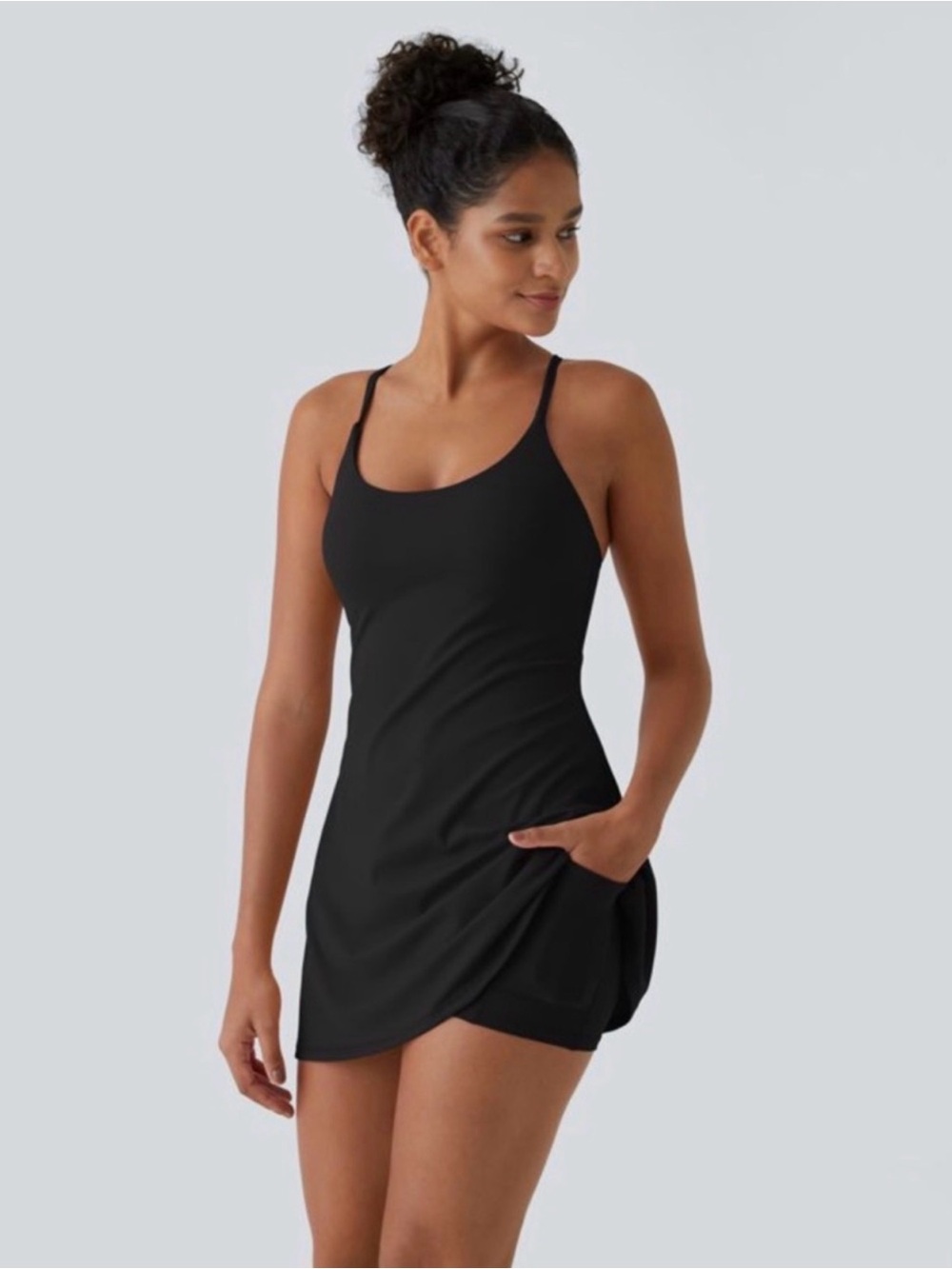 Halara Black Spots Dress with Built-In Shorts